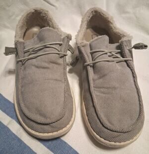 Women Hey Dude 'Wendy' Slip On Corduroy Gray Shoes Size 10